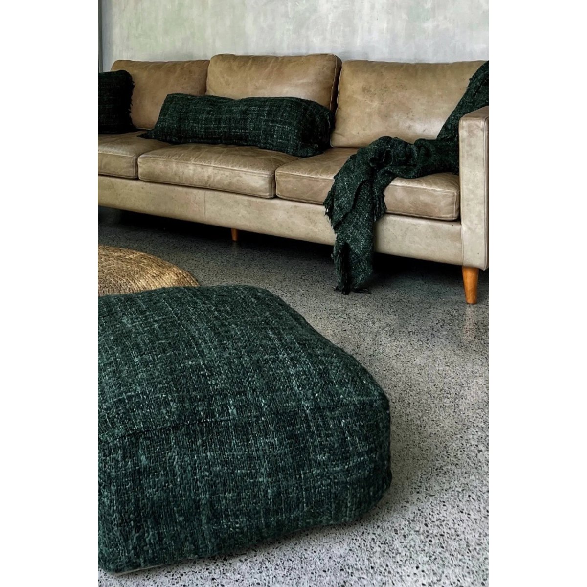 Katoenen Poef - Bosgroen