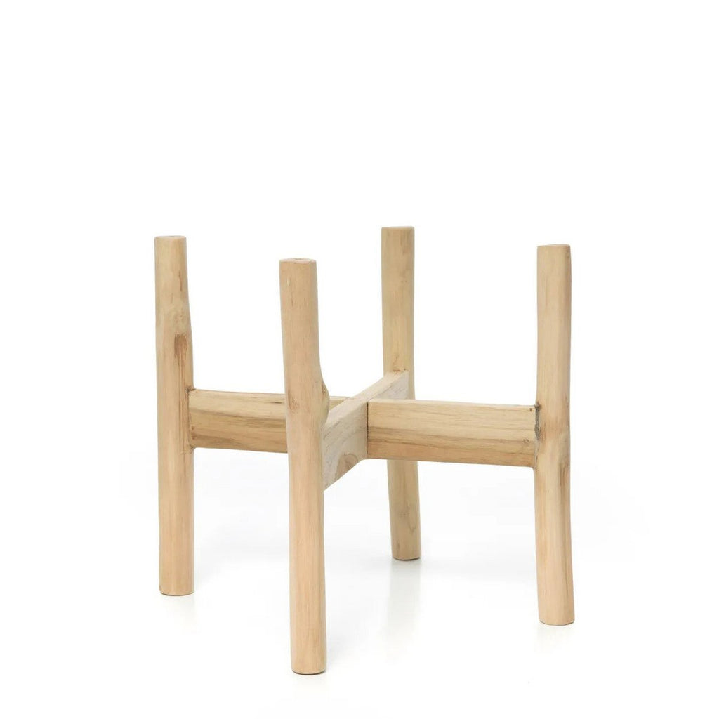 Terracotta plantenhouder met teakhout