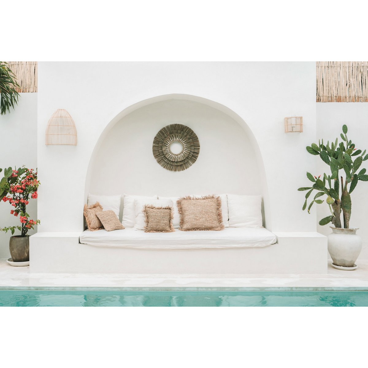 Mengdong muurdecoratie van gras en katoen