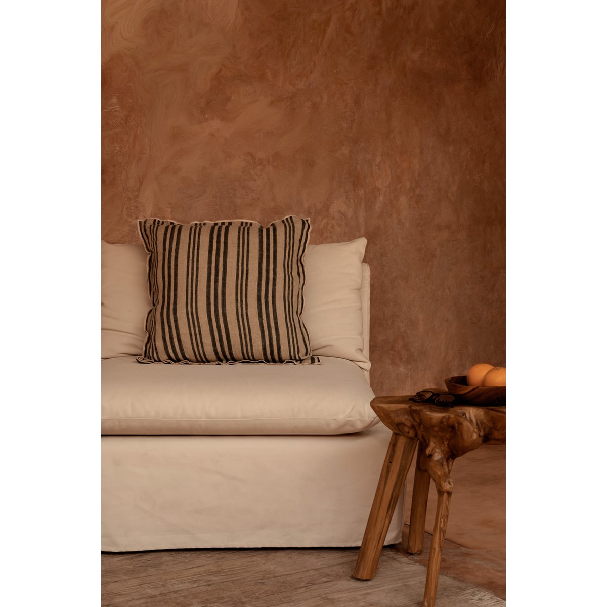 De Nordic Stripe Kussenhoes - Natuurlijk Zwart - 50x50