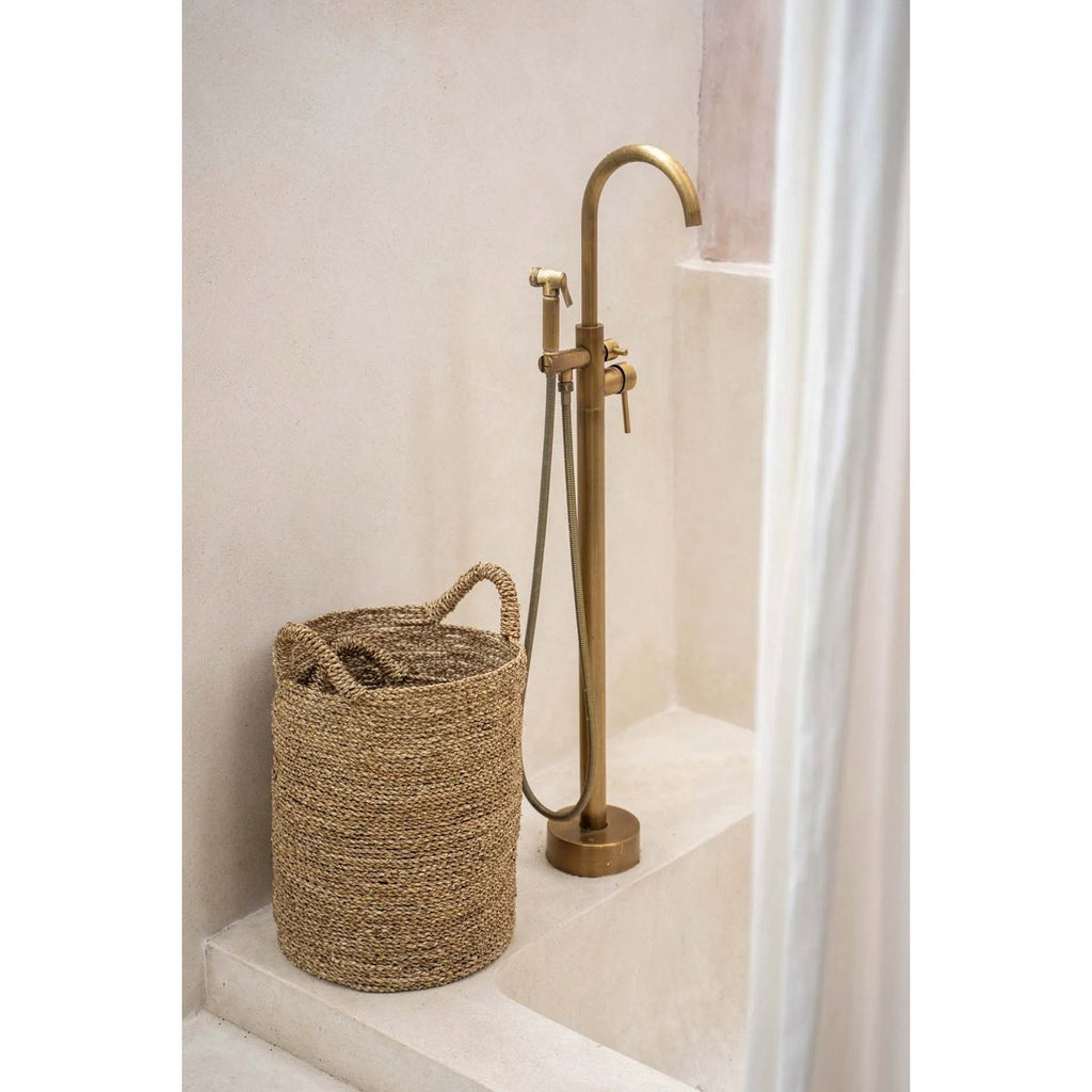 Zeegras manden – set van 4 handgeweven opbergmanden met handvatten