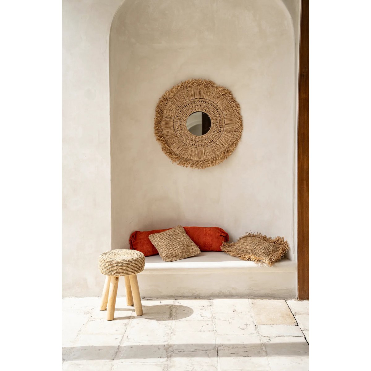De Raffia Flores Kussenhoes Vierkant - Naturel - 40x40