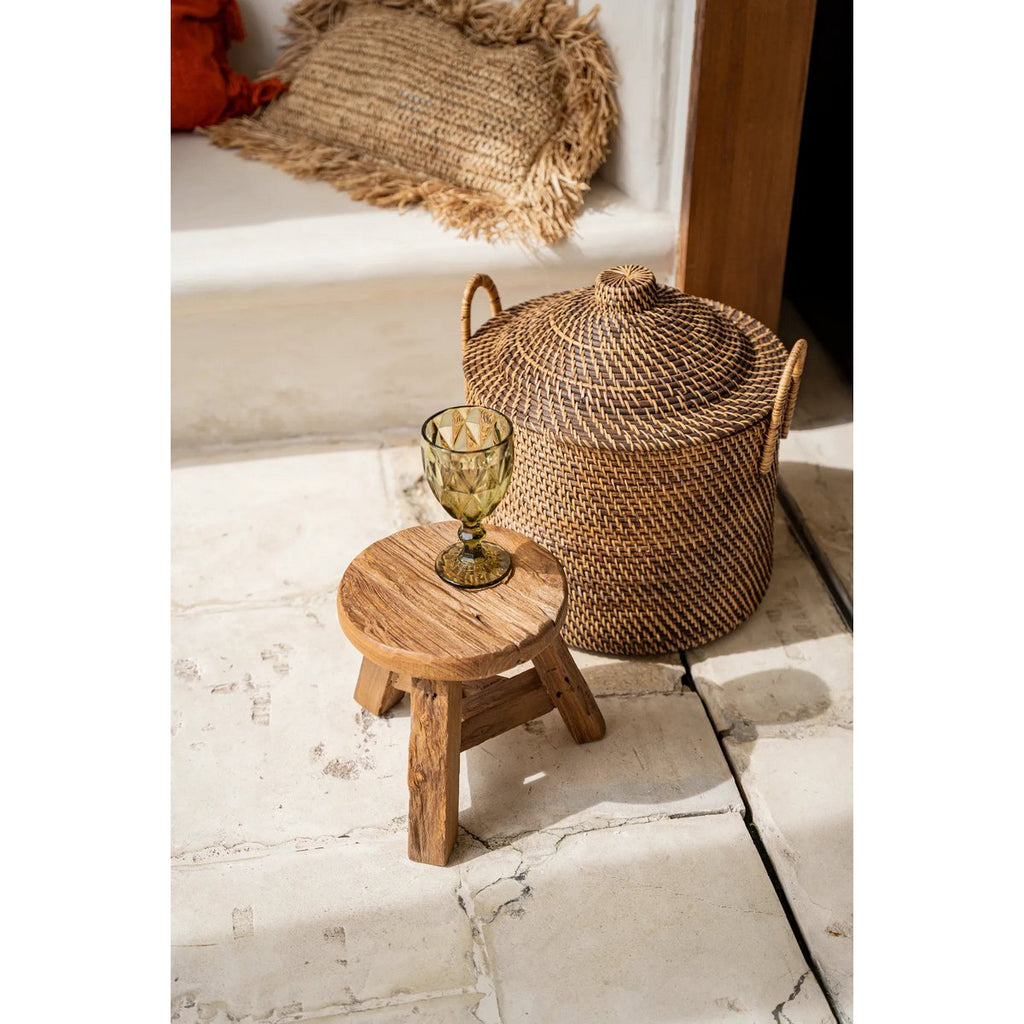 Rotan opbergmand met deksel