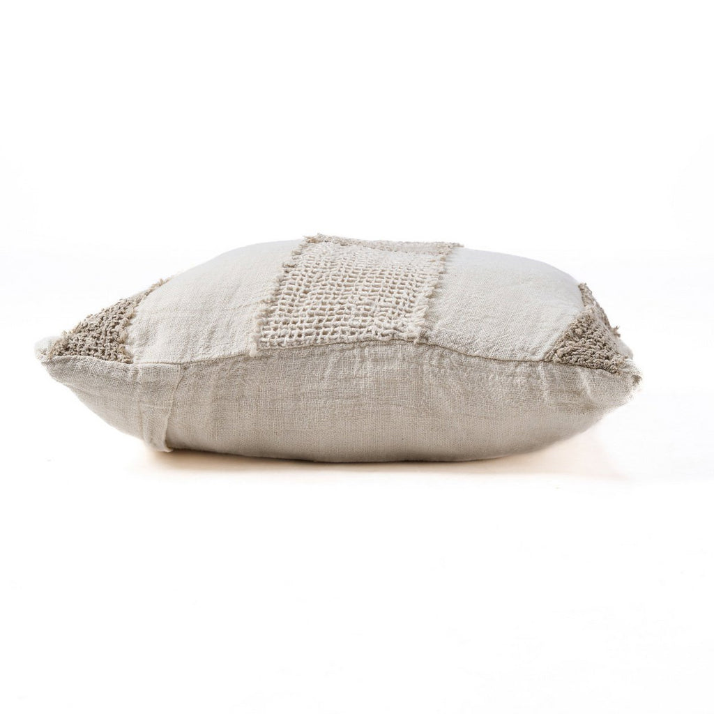 Kussenhoes met linnen draden - Wit naturel