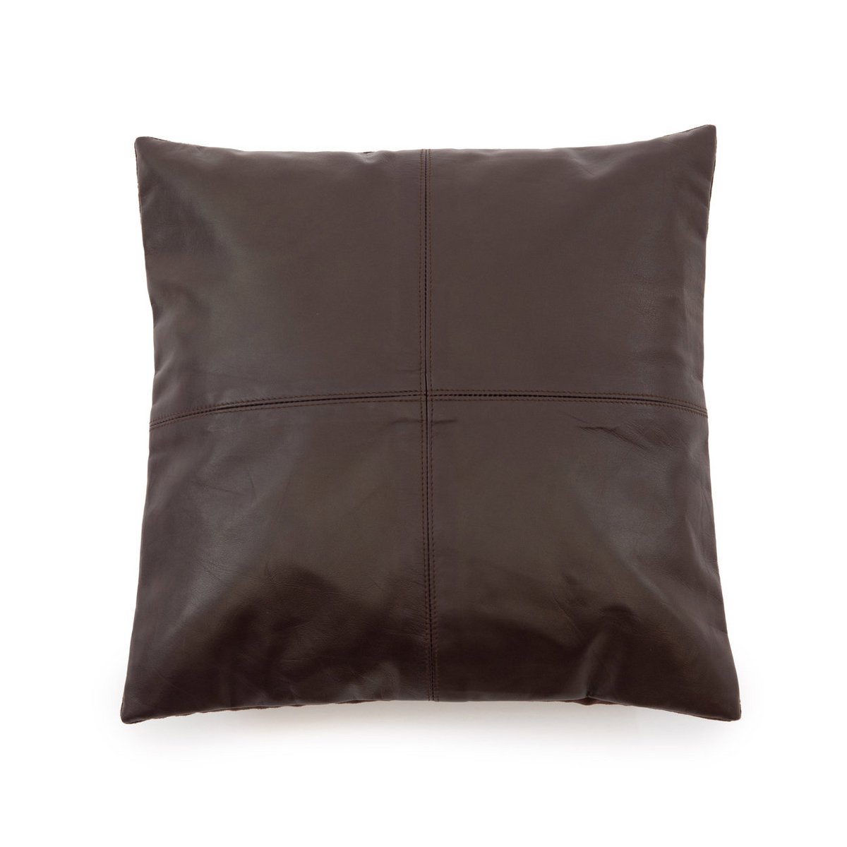 De leren kussenhoes met vier panelen - Choco - 40x40