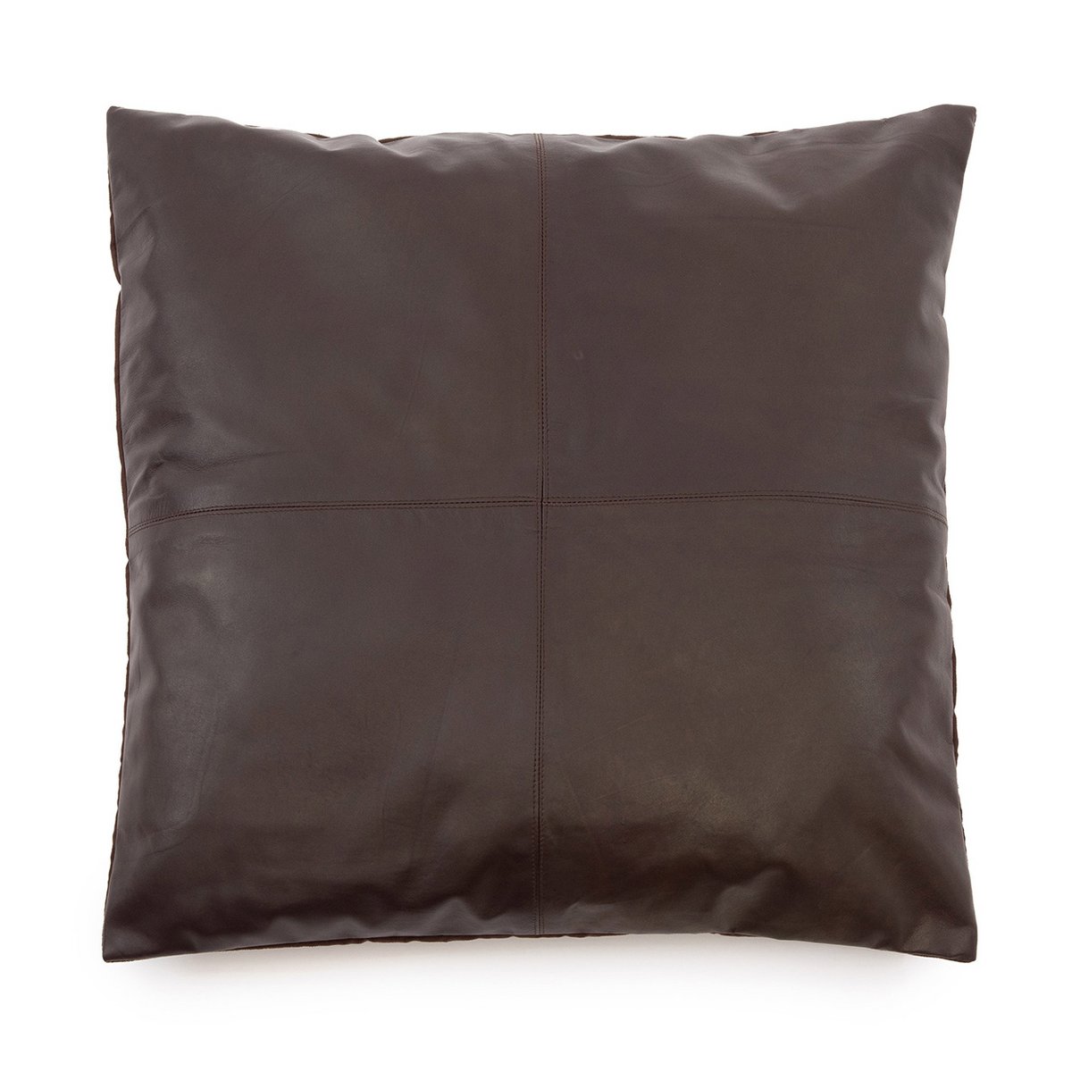 De leren kussenhoes met vier panelen - Choco - 60x60