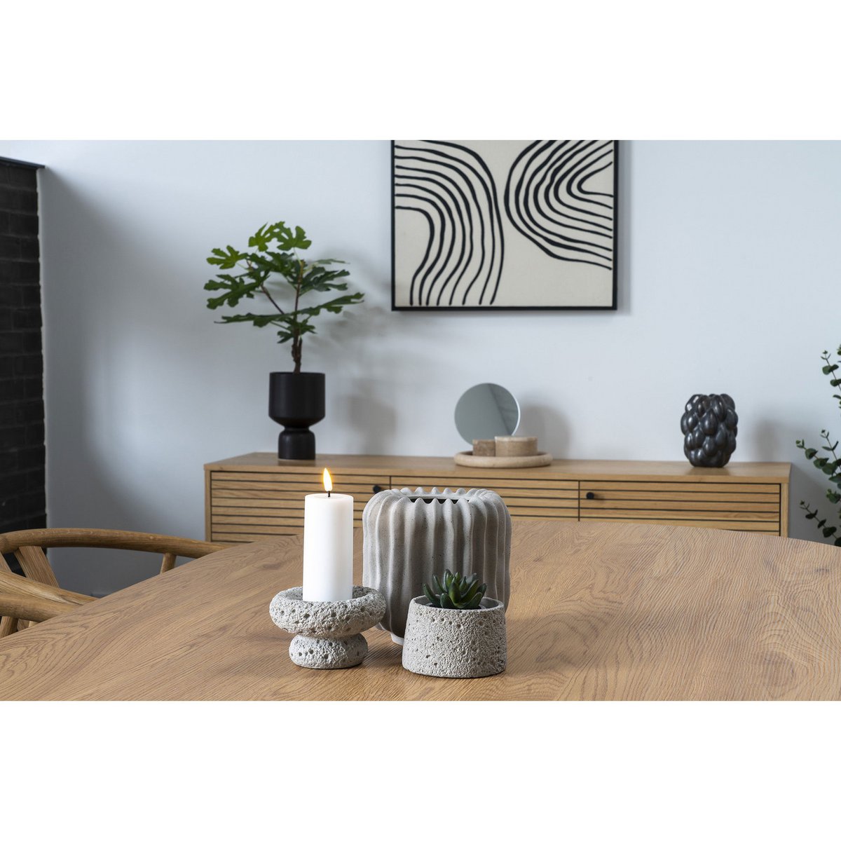 Grijze Cement Kaarshouders - Set van 2