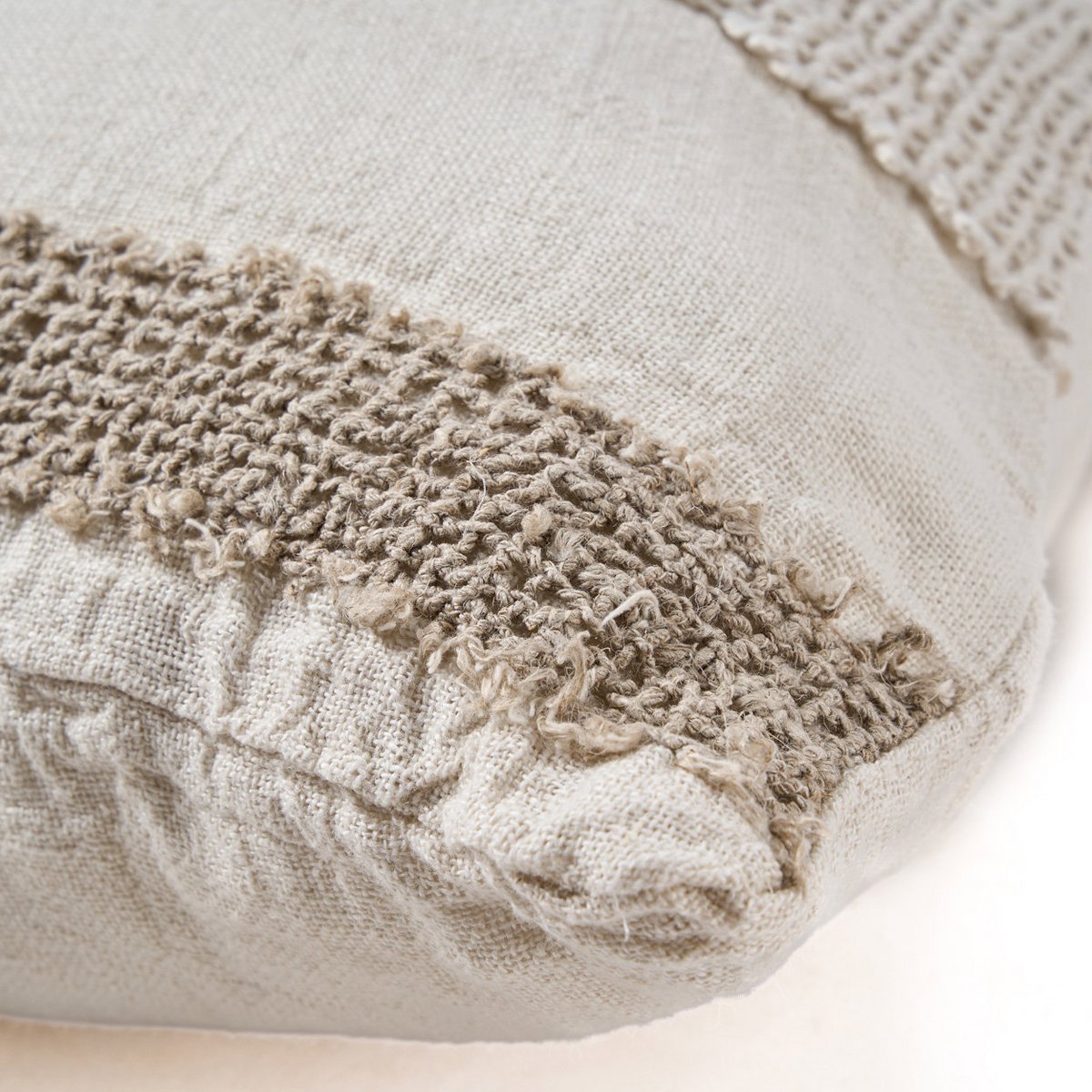 Kussenhoes met linnen draden - Wit naturel