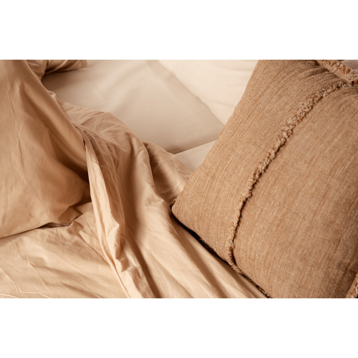 De Sahara Fringe Kussenhoes - Natuurlijk Bruin - 50x50
