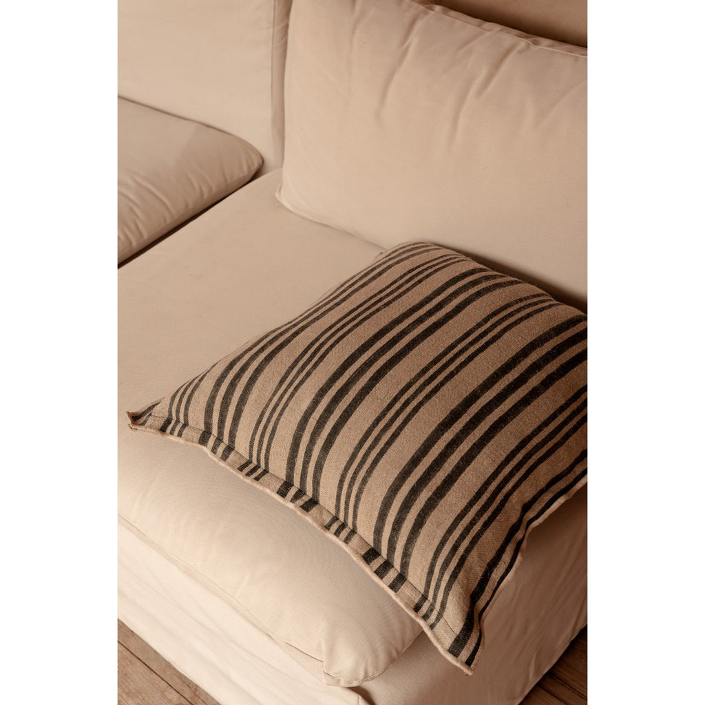 De Nordic Stripe Kussenhoes - Natuurlijk Zwart - 50x50