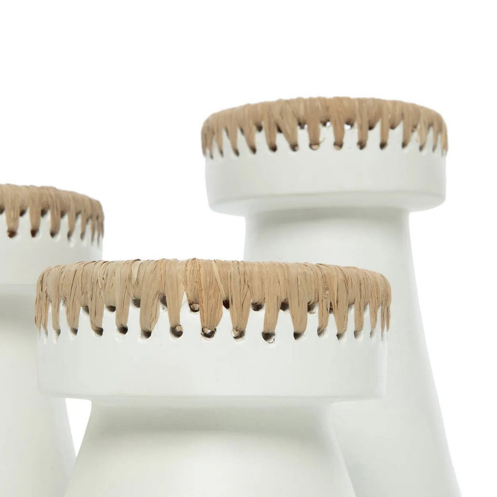 Pretty kandelaar van terracotta met raffia