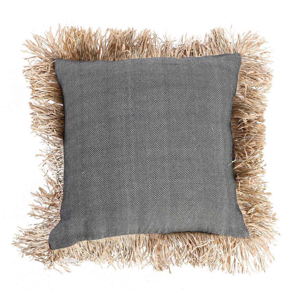 De Katoenen Bonita Kussenhoes - Naturel Zwart - 60x60